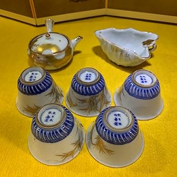 送料無料　明治時代『大日本永楽造』煎茶碗/盃5客 煎茶道具　合箱 送料無料 明治時代『大日本永楽造』煎茶碗/盃5客 煎茶道具 合